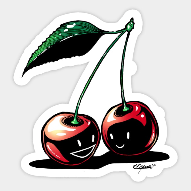 Pair O' Cherries - Buddies Sticker by Indi Martin